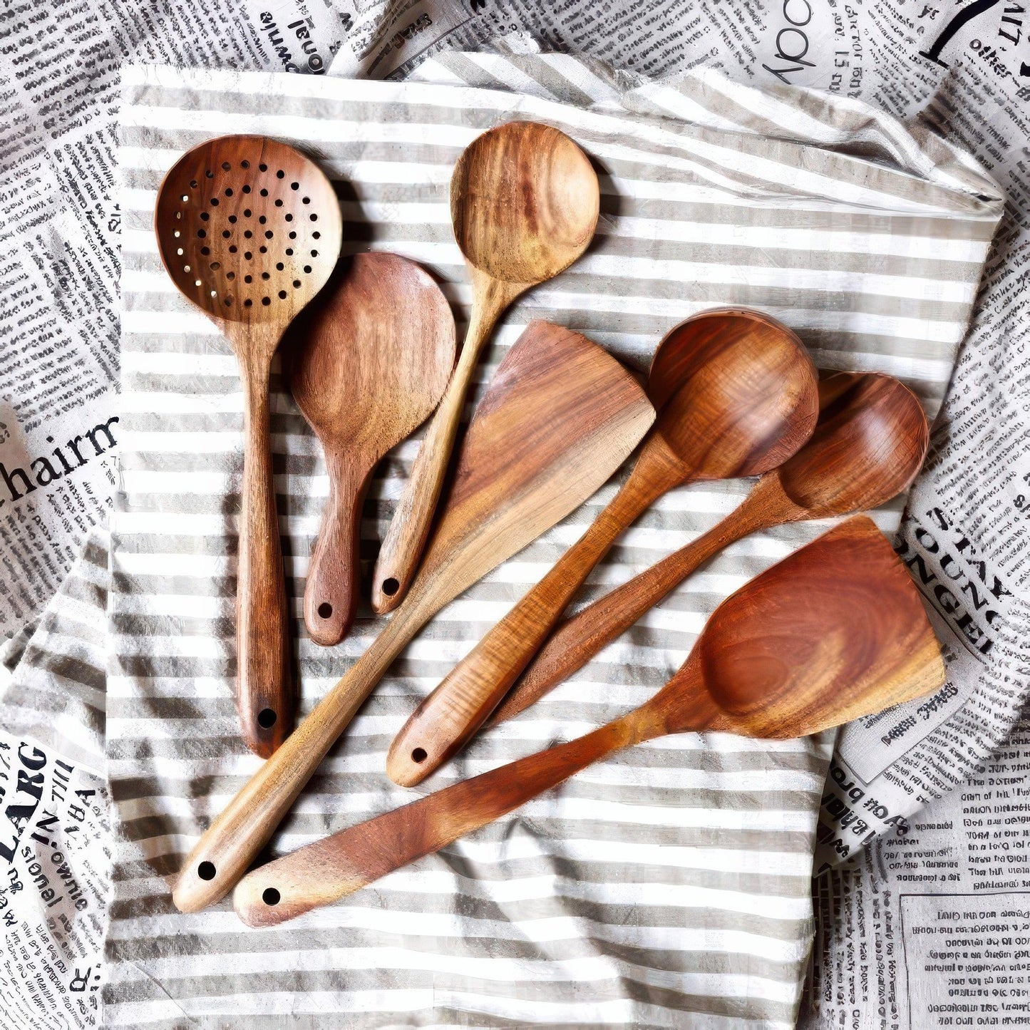 Küchenutensilien-Set aus Teakholz
