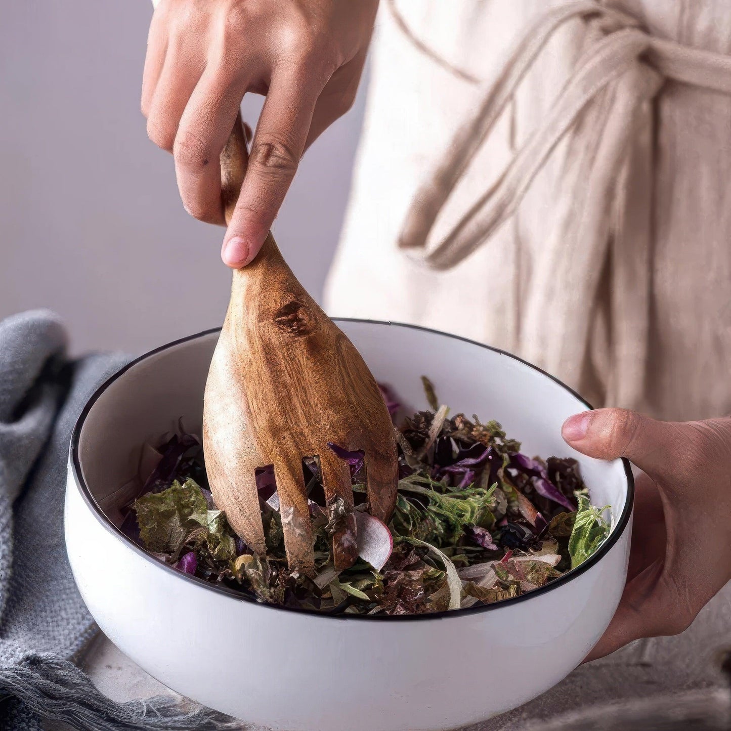 Salatbesteck aus Akazienholz