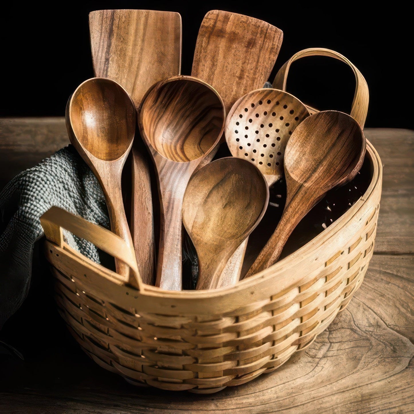 Küchenutensilien-Set aus Teakholz
